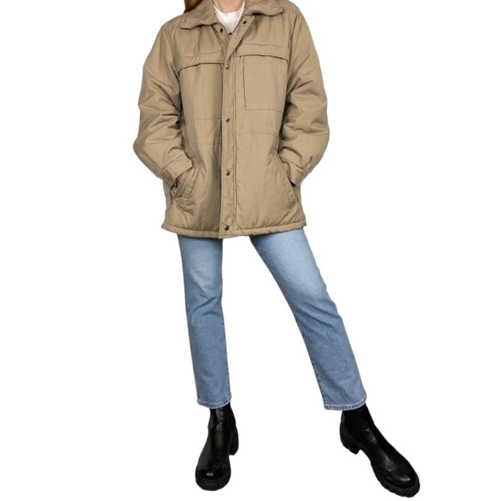 Vintage 90s Fieldmaster Size Large Neutral Tan Puffer Style Winter Jacket/Coat - Picture 2 of 10